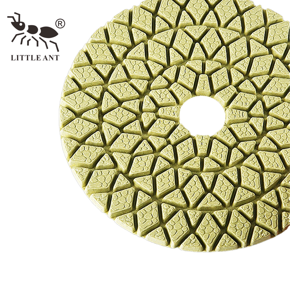 LITTLE ANT Diamond Hybrid Polishing Pad Dry and Wet Flexible Diamond برای سنگ مرمر گرانیت بتن زرد