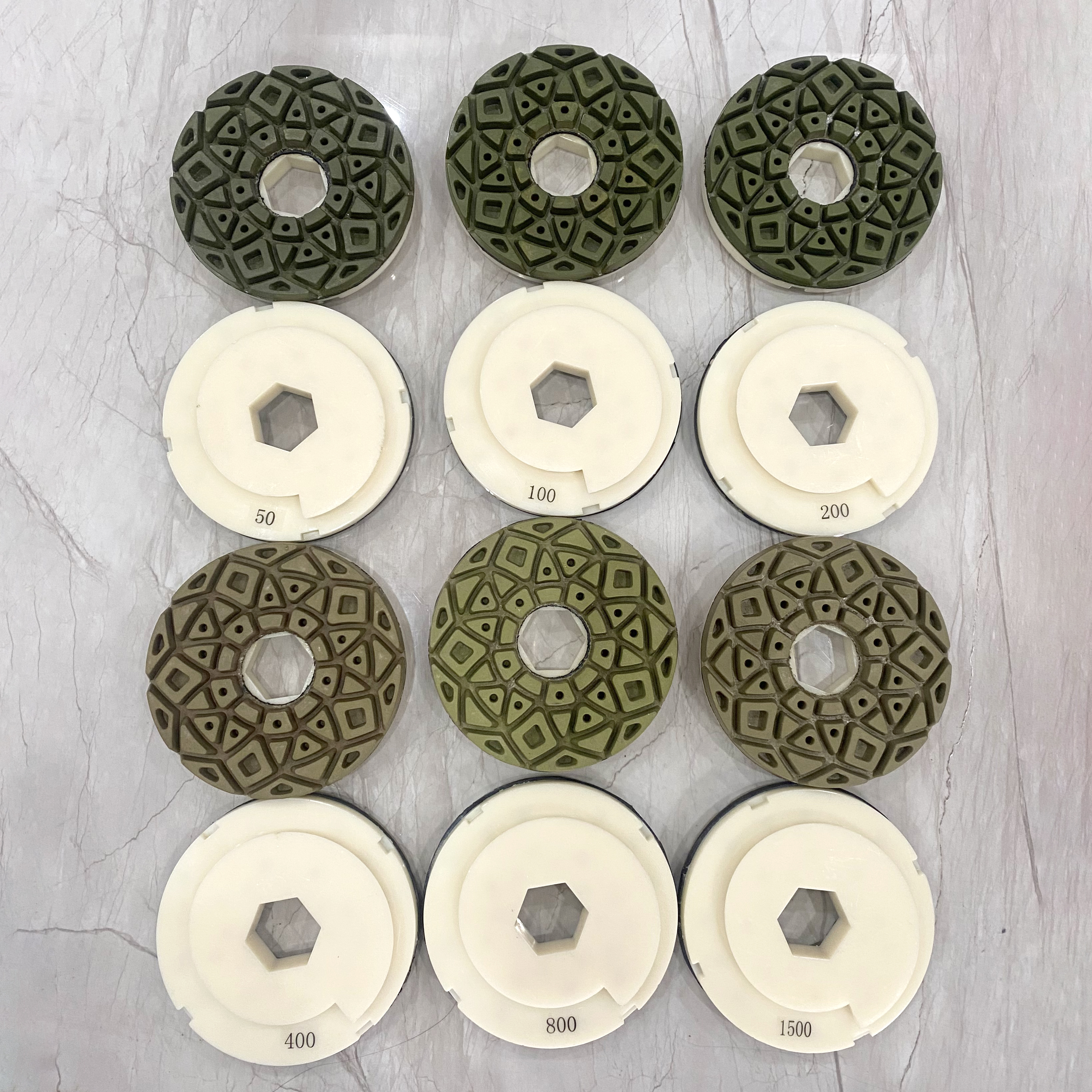 قفل حلزون مورچه کوچک 5 اینچ 125 میلی متر رزین لبه جلا داده با PVC Backer Granite Marble Terrazzo Quartz