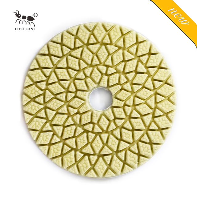 LITTLE ANT Diamond Hybrid Polishing Pad Dry and Wet Flexible Diamond برای سنگ مرمر گرانیت بتن زرد